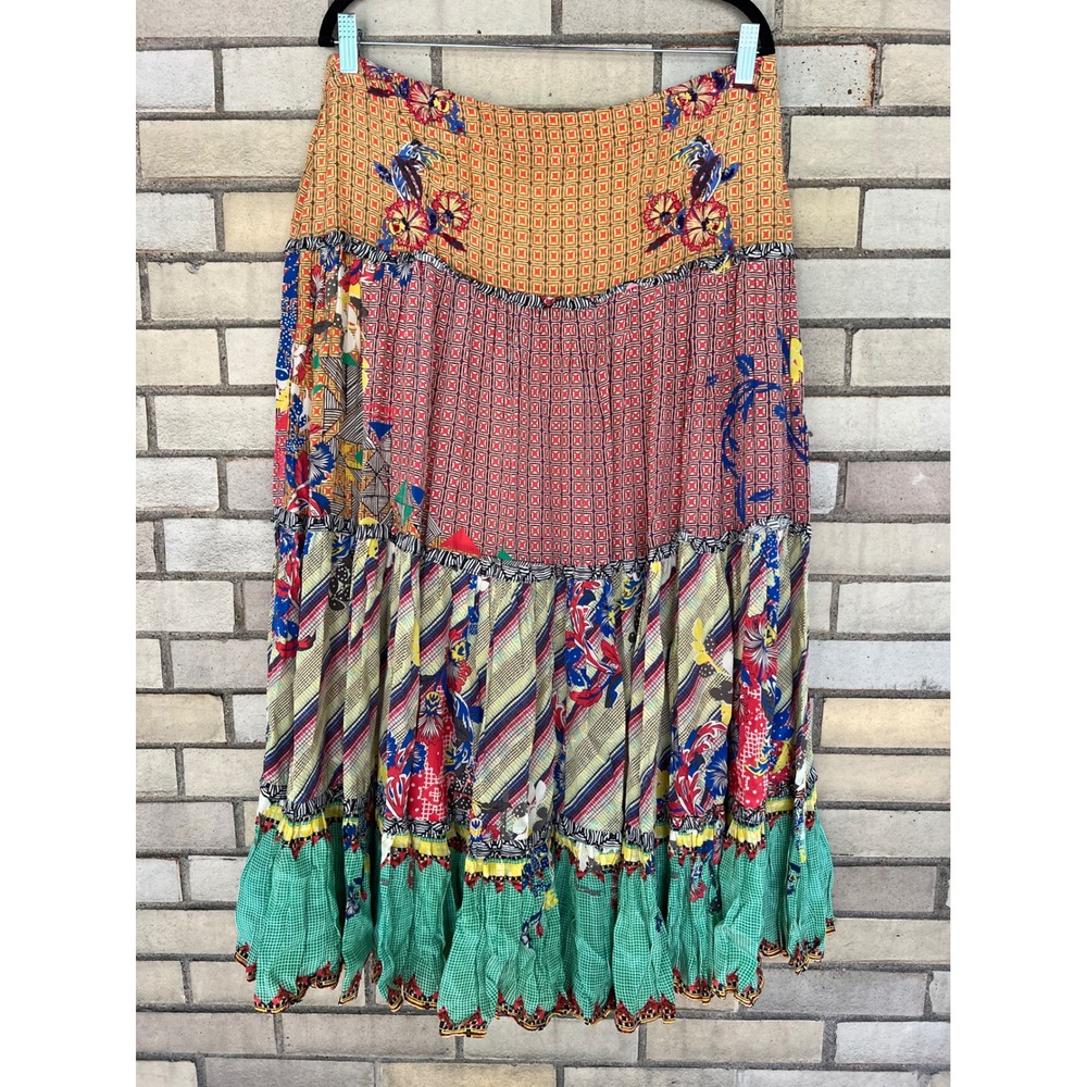 Bhanuni by Jyoti Anthropologie Boho Embellished Embroidered Maxi Skirt 14 Large